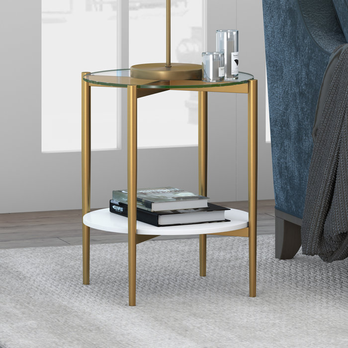 Erica Glass Top End Table with Storage & Reviews AllModern